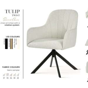 TULIP TWIST étkezőszék | forgó étkezőszék, választható szövet / fekete lábbal